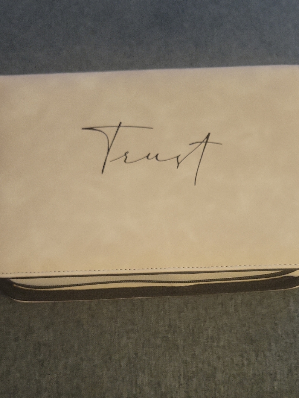 Cream 'Trust' Script Bible Cover